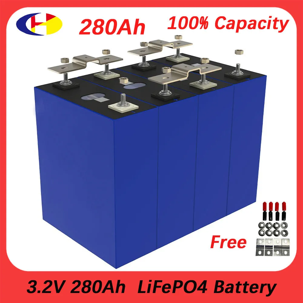 Brand new 16PCS 3.2V 280Ah LiFePO4 Battery Deep Cycle 100% Full Capacity for DIY 12V 24V 48V Home energy solar system