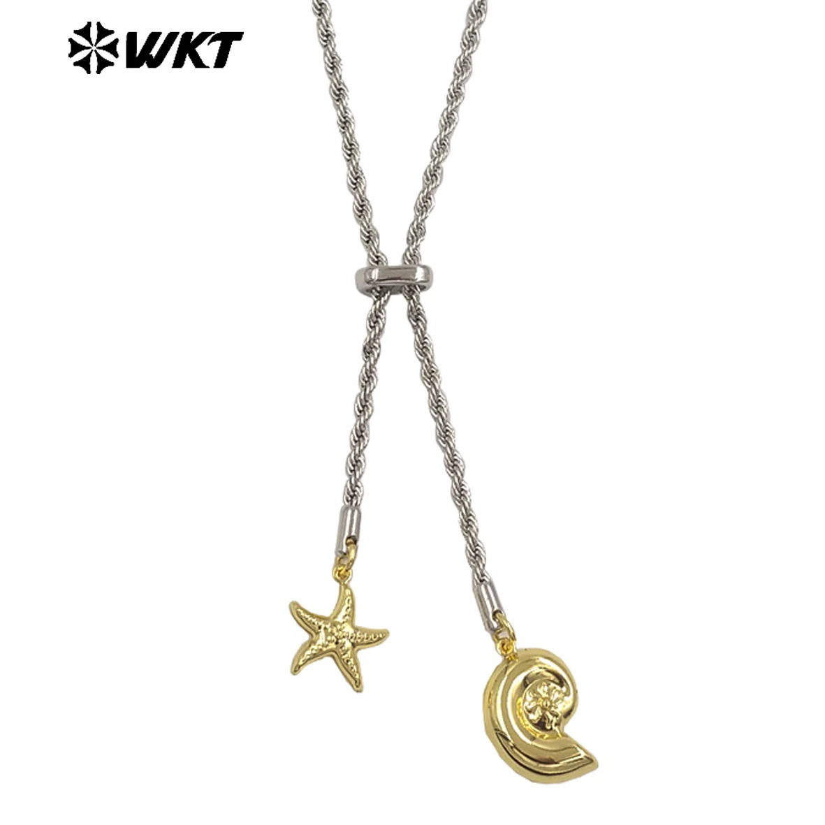 

WT-JFN54 Прекрасные двойные позолоченные подвески в форме рыбы из латуни и циркона с серебряным ожерельем-цепочкой в виде женского подарка на день рождения