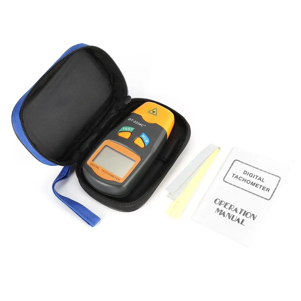 DT2234C+ Handheld LCD Digital Mini Non-contact Laser Photo Tachometer With Bag RPM Speed Measurement Meter Speedometer Tool