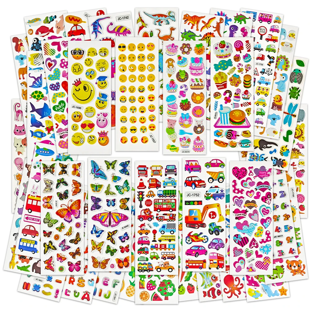 12/36 ورقة ملصقات القصاصات اليدوية DIY بها بنفسك مذكرات كتاب الحيوانات الزخرفية والأرقام والأسماك والديناصورات والسيارات ملصق هدايا الأطفال