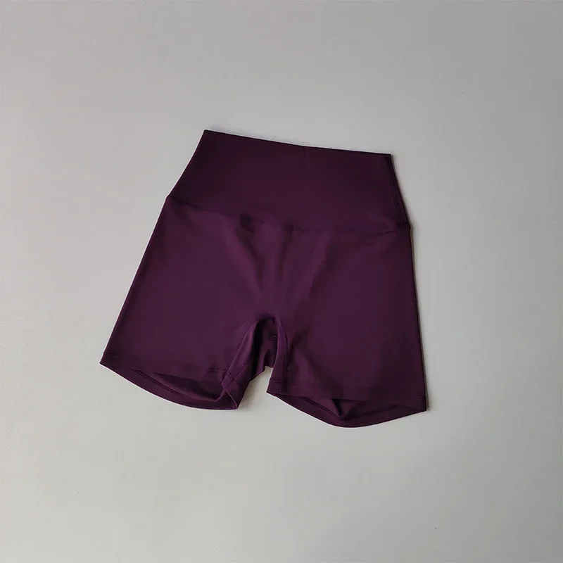 Damen High-Waist Yoga-Shorts in Nude, schnelltrocknend, für Fitness, Sport und Laufen, für den Sommer, Outdoor-Bekleidung, angenehmes Tragegefühl – Detail 5