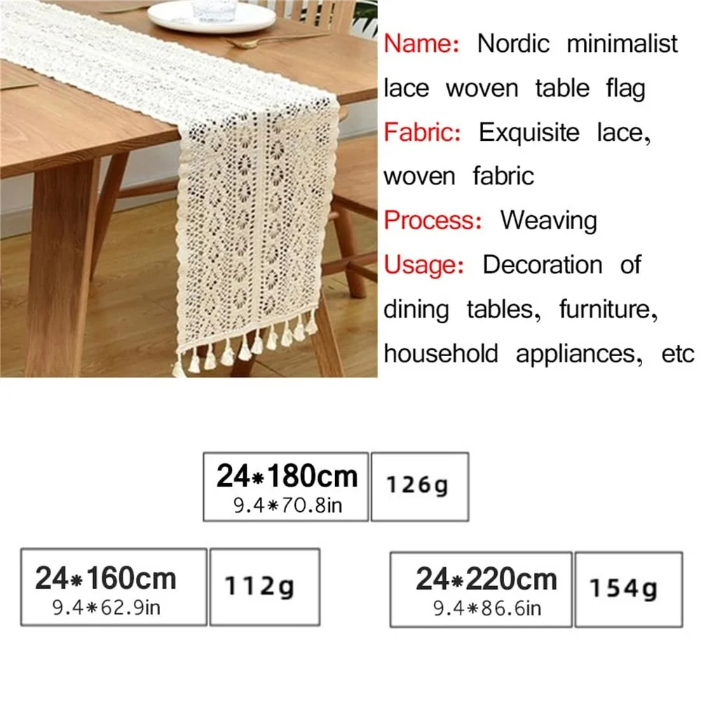 White Handmade Cotton Crocheted Tablecloth Lace Doilies Flower Table Runner For Home Coffee Shop Table Decoration 1PCS/Lot