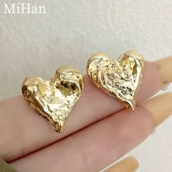 Fashion Jewelry 925 Silver Needle Sweet Korean Temperament Metal Heart Earrings For Women Wedding Gifts Sweet Design Accessories