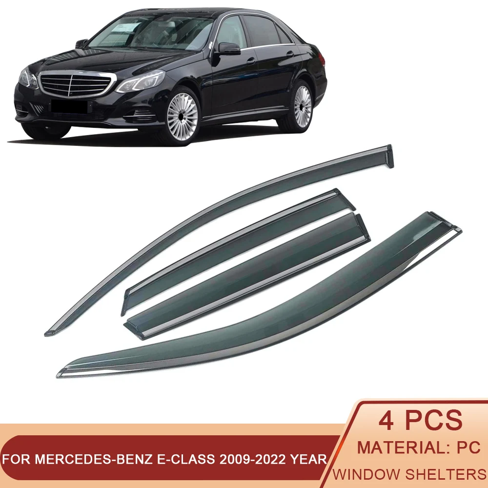 

For Mercedes-Benz E-Class Sedan 2009-2022 W212 W213 Car Window Sun Rain Shade Visor Shield Shelter Protector Cover Frame Sticker