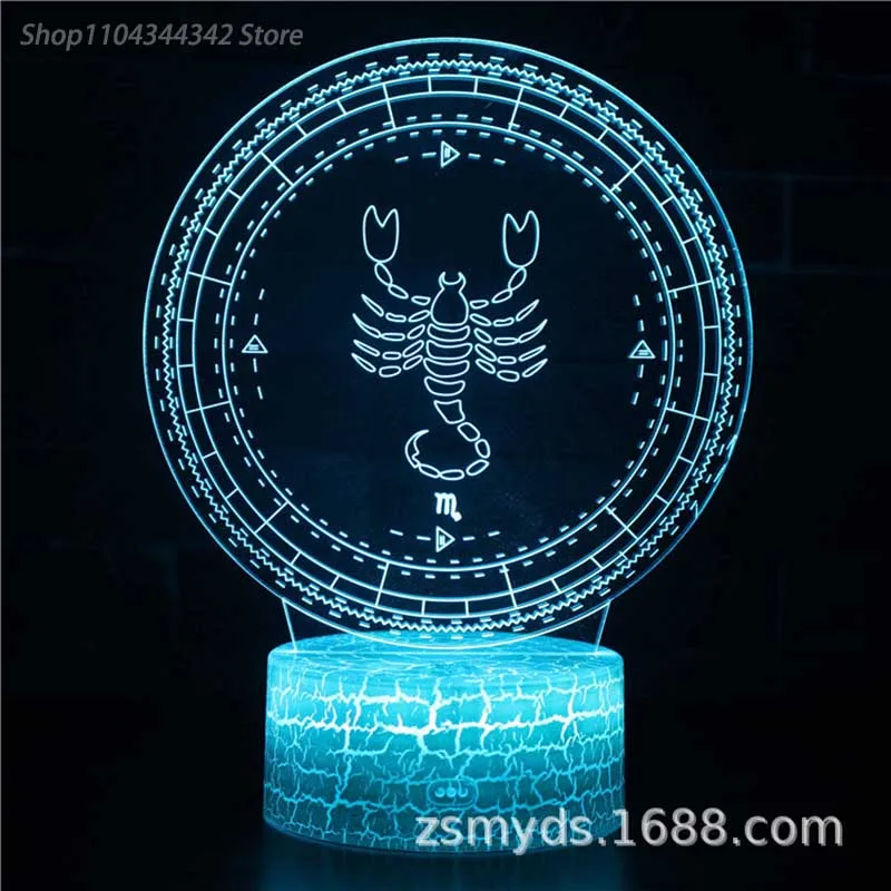 Constelação 3d acrílico aries taurus equilíbrio luz noturna sala de estar quarto criativo pai criança presente decoração luz usb em