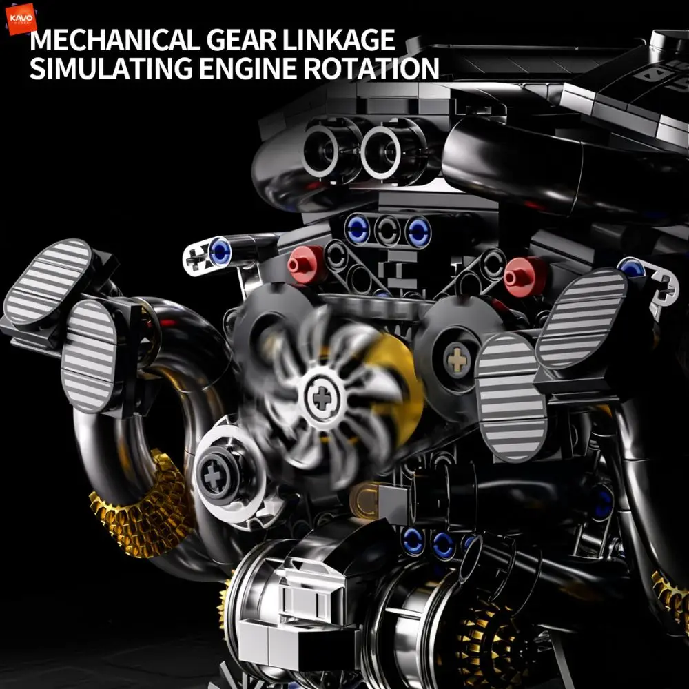 KAVOWORLD 1688PCS Technical Engine Building Kit Realistic Mechanical Motor Bricks Set DIY Assemble Engineering Toys for Adults