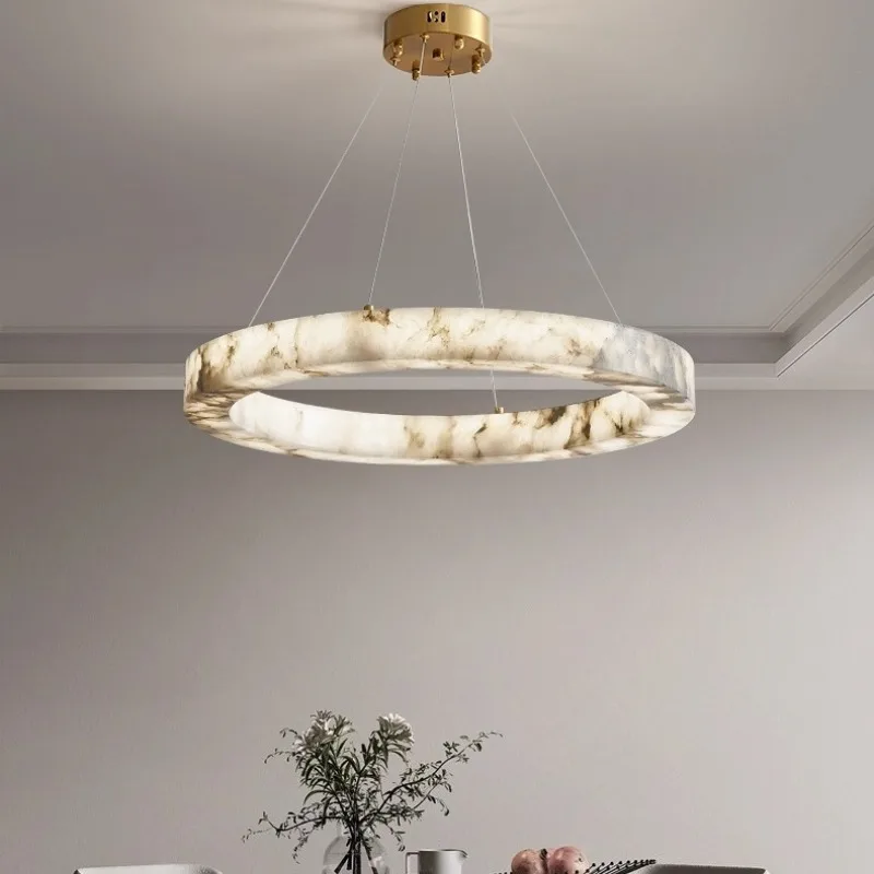 

New Modern Spanish Natural Marble Pendant Light for Convenient Matching with Living Room Lights Dining Room and Bedroom Lighting