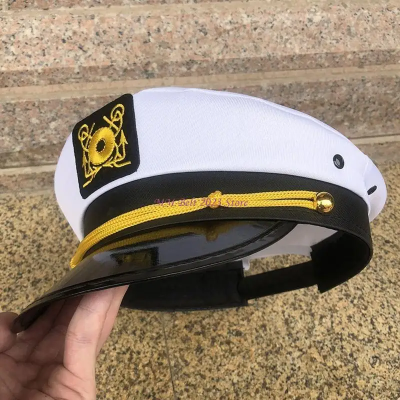 49ME قبعة كابتن بحار مطرزة للكبار مناسبة تمامًا، قبعة بحرية للمناسبات غير الرسمية #5