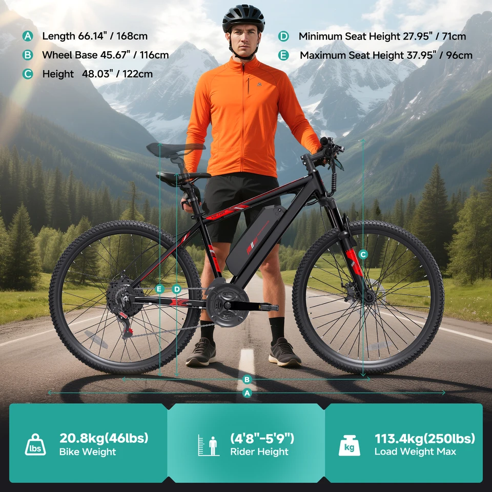 QNUT Adults Electric Bicycle,26" Electric Mountain Bike with 36V 10.4AH Battery Peak 1000W Motor,21 Speed Commuter Ebike for Adults image 7