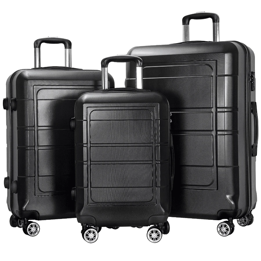 

3 Pcs Hardside Luggage Set, with TSA Lock and 20"/24"/28" Luggage Bags, Black