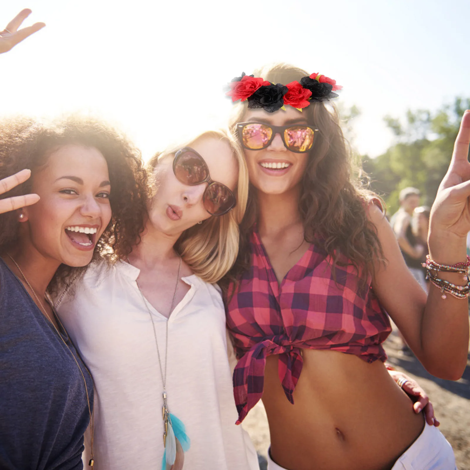 

2pcs Flower Headbands Halloween Artificial Floral Headpiece Party Hair Accessories Elastic Women Headband Creative Headwear