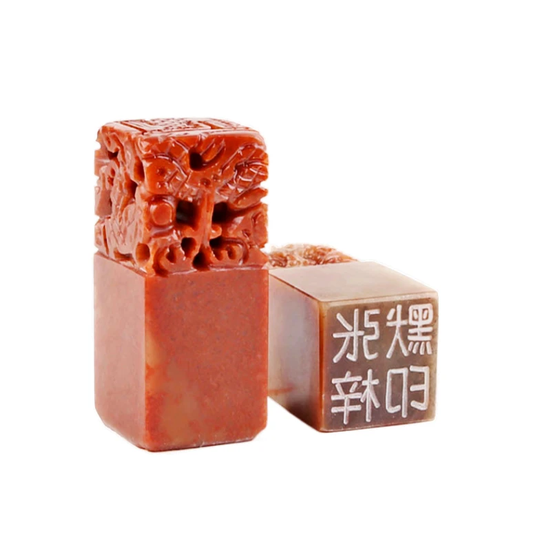 

Stone Chiense Stamp Hand-carved Name Seal Customized Chinese Dragon Pattern Seal Personal Seal Calligraphy Pen Painting Stamps