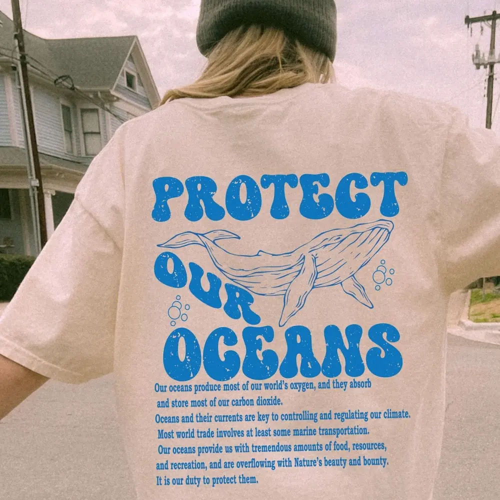 Protect Our Oceans Comfort Colors T Shirt Save The Whales For Ocean Day Summer Surf Sea Life Oversize Beach Lover