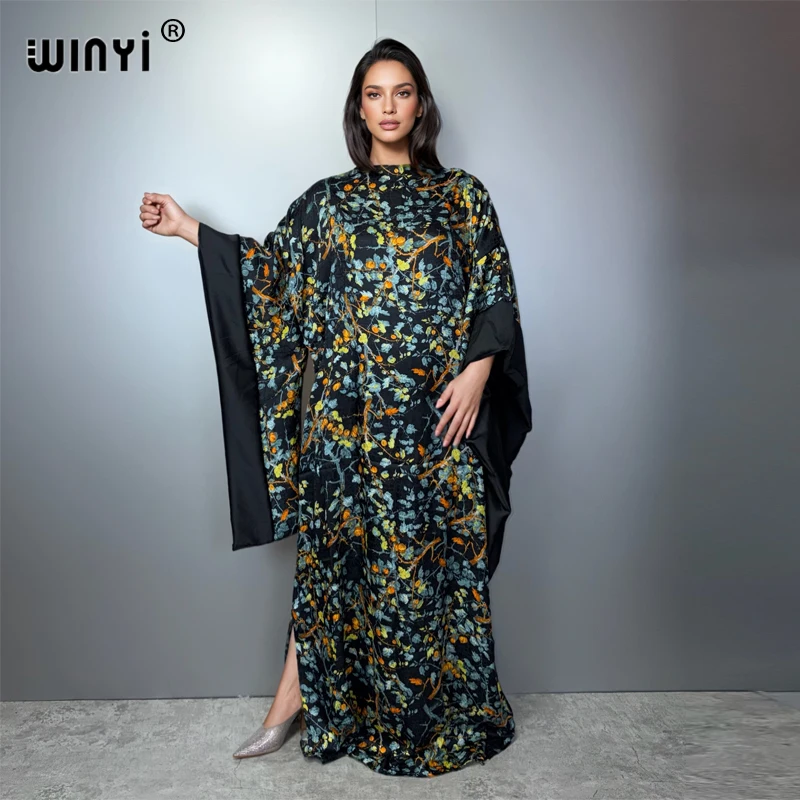 WINYI muslim woman dresses retro woman clothing kaftan party Dress Middle East Female loose holiday abaya dubai luxury Caftan