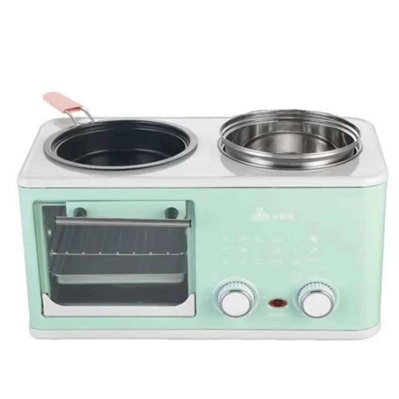 Household Electric 4 in 1 Breakfast Machine Mini Bread Toaster Baking Oven Omelette Fry Pan Hot Pot Boiler Food Steamer