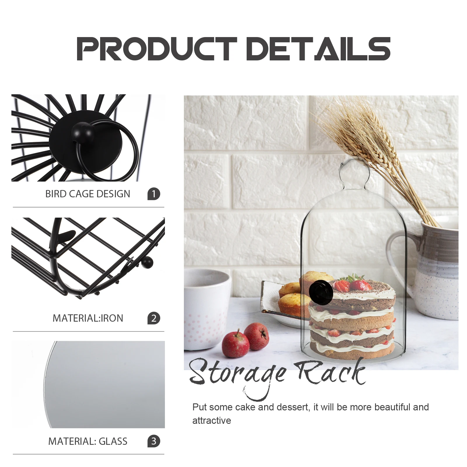

Bird Cage Wrought Iron Storage Rack Cosmetics Decorate Birdcage Shelf Organizing Black Dessert Stands