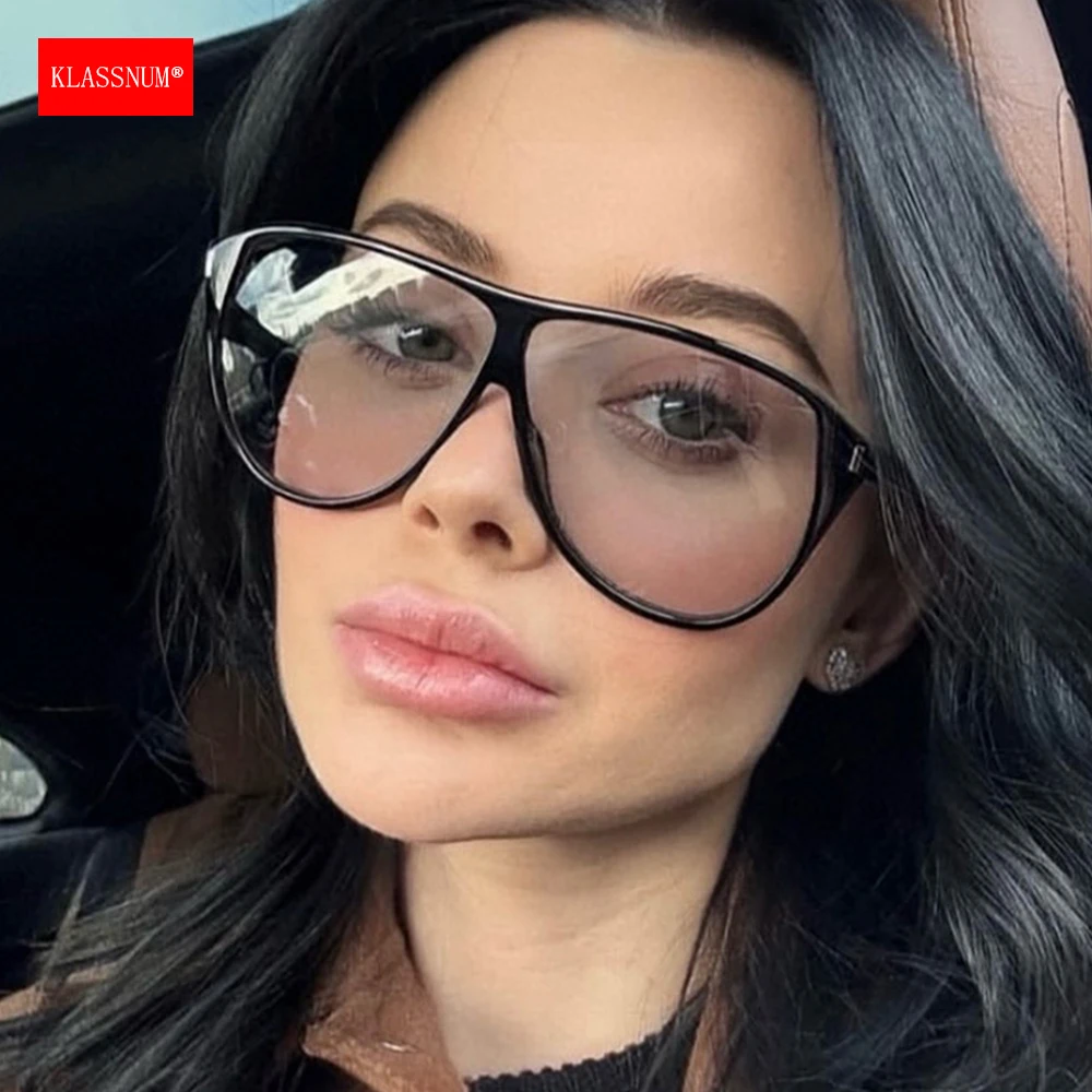 KLASSNUM Women Oversized Aviator Sunglasses Anti UV400 Lens Vintage Large Frame Trendy Sun Glasses Brand Designer Eyepiece Party