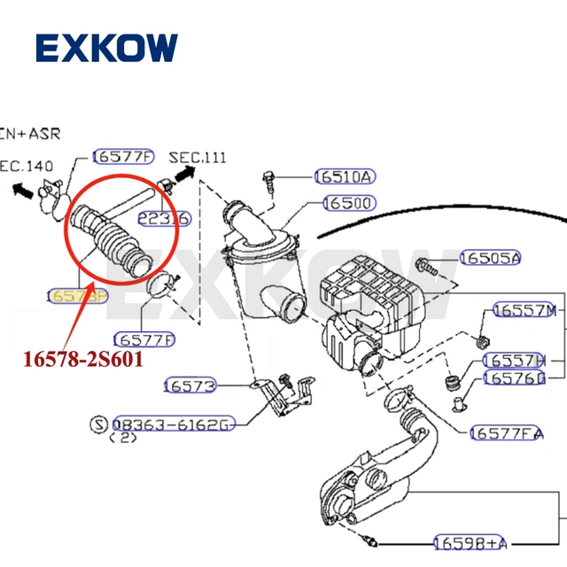 Air Duct Air Intake Hose for Nissan Truck D22 TD27 QD32 1997-2012  16578-2S601 - AliExpress