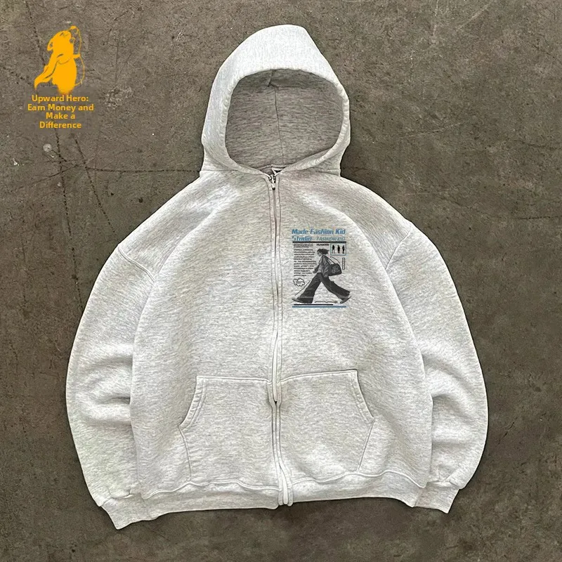 Casual Loose Fit Zipper Hoodie Men's Women's Open Cardigan Style Cotton Long Sleeve Warmth Suitable for Couples Student Youth