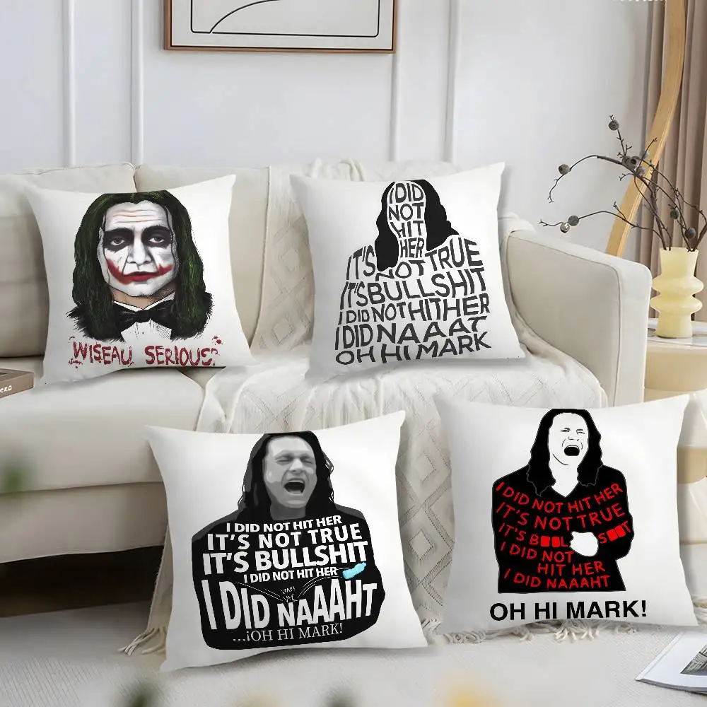 The Room T-Tommy Wiseau Kissenbezug, kurzer Plüschdruck, Kissenbezug, quadratisch, Dekokissenbezüge, Sofa, Heimdekoration