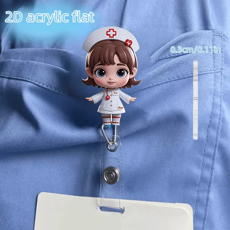 

Катушка для значка медсестры. Милый мультяшный дизайн, прочный акрил для медицинского персонала и студентов.