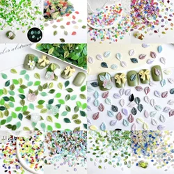 100pcs Green Leaf Nail Charms Multi Colors Resin Simulation Leaf Resin Nail Accessories Nails Art Decorations DIY Crafts