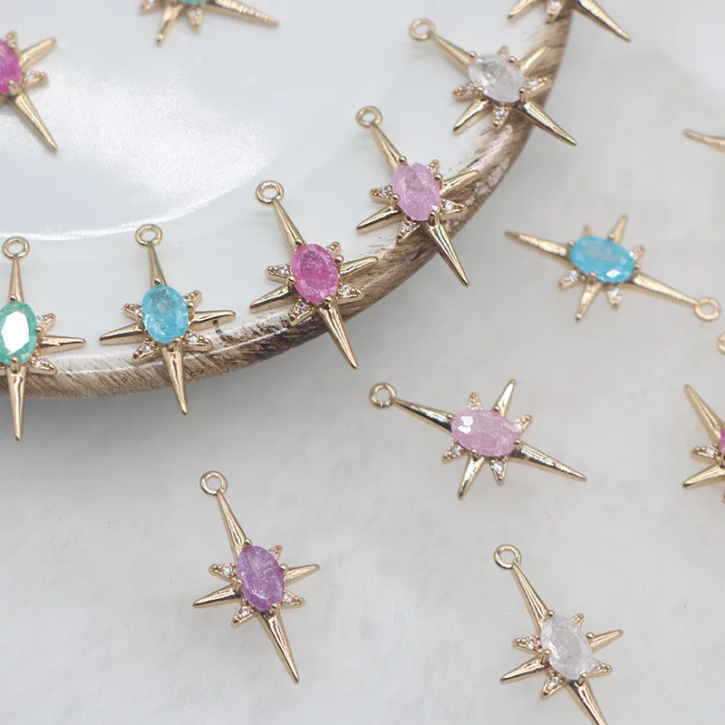 30pcs/lot color beads core copper cartoon stars shape metal floating locket charms diy jewerly earring/necklace accessory
