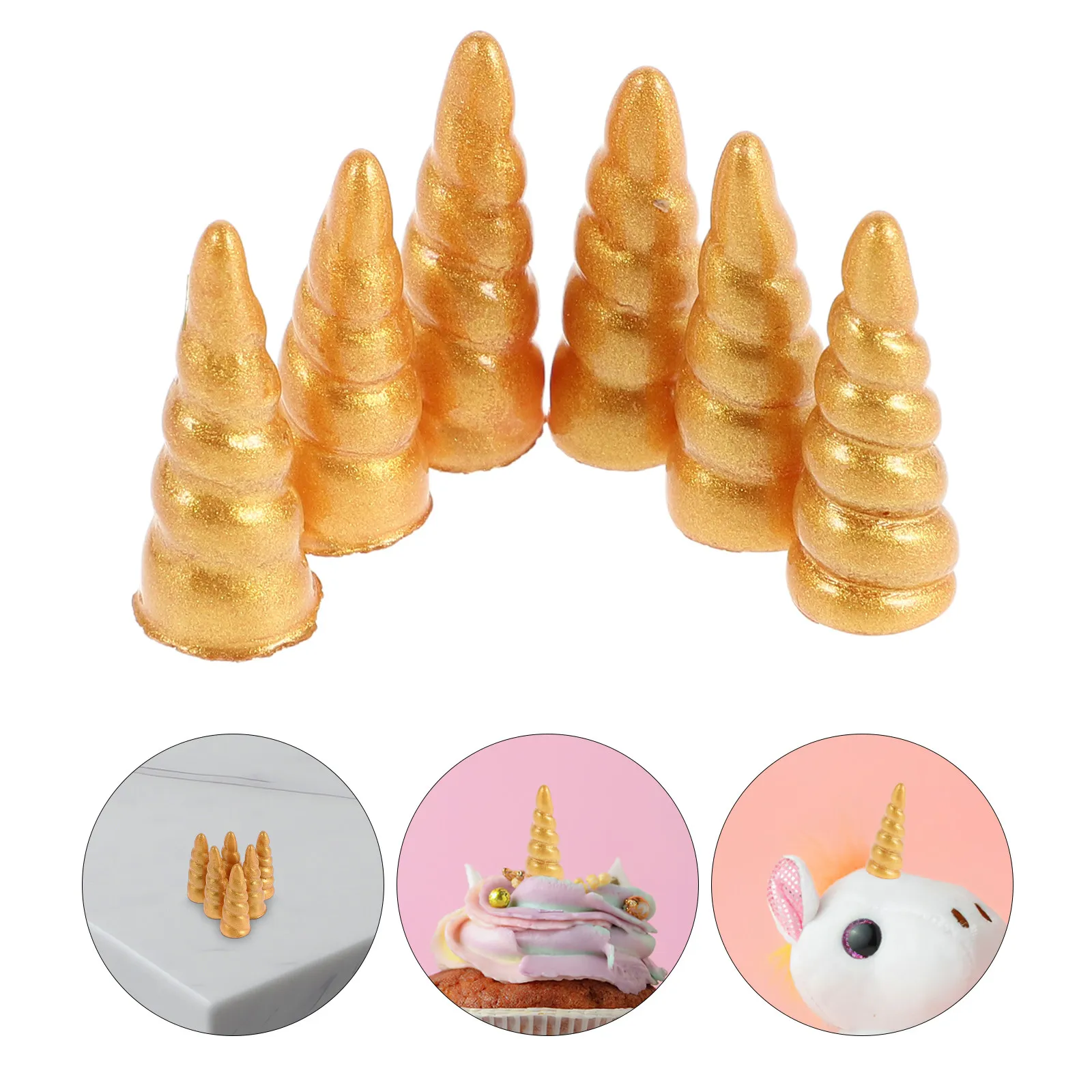 

10Pcs Unicorn Horn Resin Decorations Golden Glitter DIY Craft Embellishments Hair Accessories Headband Clips for Handmade