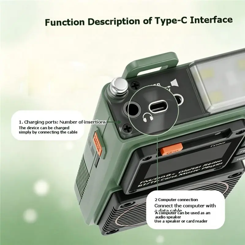 FM Radio,Alarm Clock,Timer With Bluetooth TF Card Insertion Support, Mini Digital Radio, Portable Outdoor Function