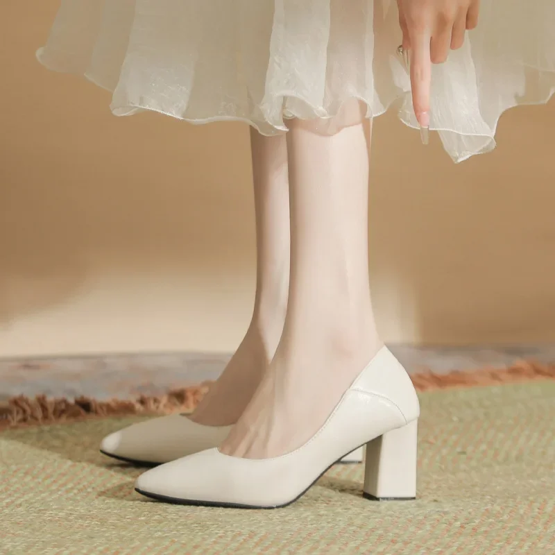 

Размер 30–44, рабочие туфли на высоком каблуке с острым носком, черные женские туфли