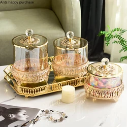 Candy Jar with Lid Metal Glass Jars Storage Tank Glass Bottle Decorative Jar Storage Box Fruit Snack Organizer Dried Fruit Box