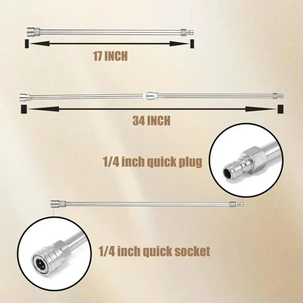 1Pcs 40cm Pressure Washer Extension Wand 1/4 Inch Quick Connector Stainless Steel Pressure Washer Spray Lance Rust Resistant