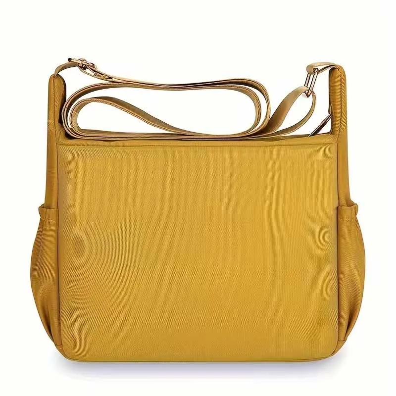 Adjustable Shoulder Strap Women Nylon Crossbody Bag Multi Zipper Pockets Lightweight Casual Handbag For Shopping Daily Travel