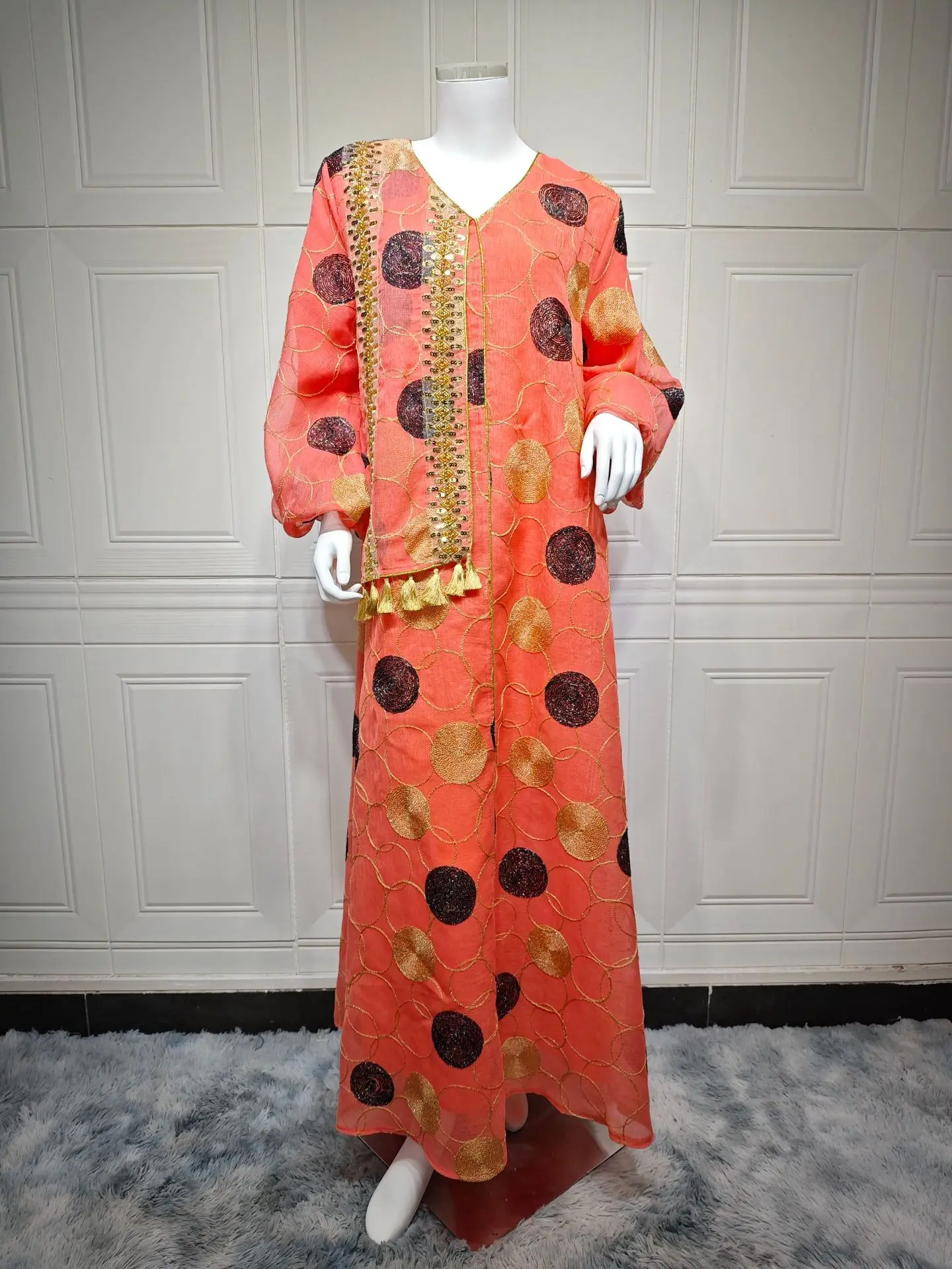 Elegante Abaya de Dubái de lujo para mujeres musulmanas bordado lentejuelas vestido de moda árabe Turquía elegante vestido de fiesta marroquí islámico