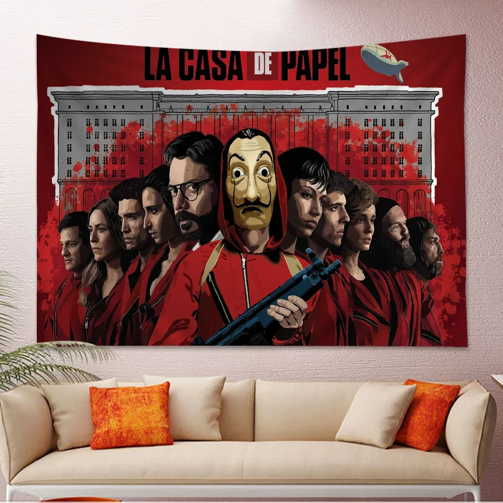 Spain TV Money Heist House Paper La Casa De Papel Colorful Tapestry Wall Hanging Cheap Hippie Wall Hanging Bohemian And Mandala