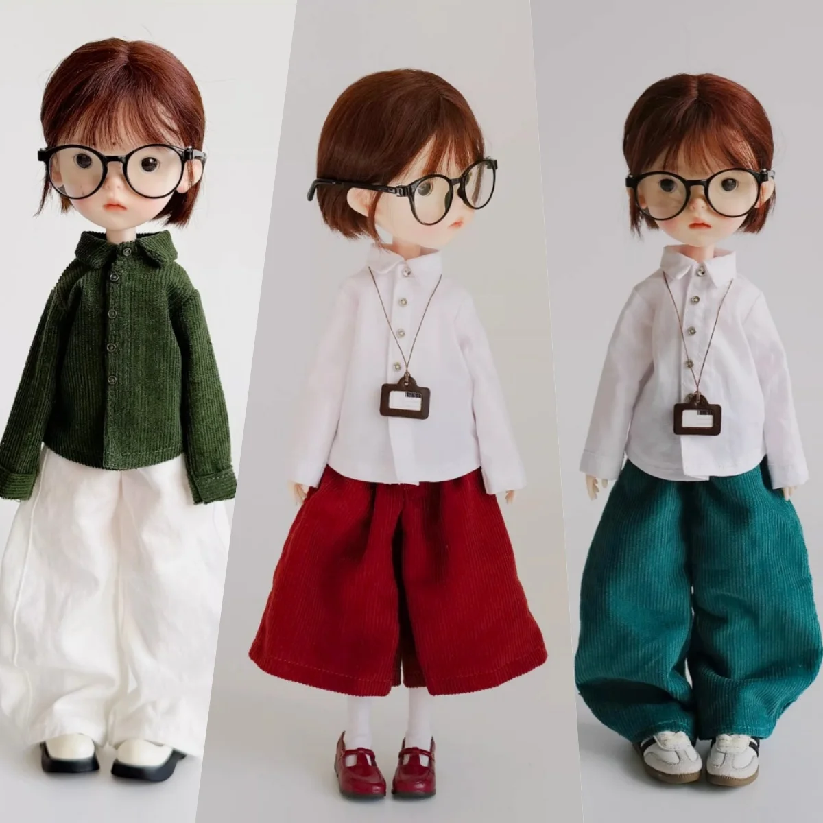 【Sin figura】Preventa de accesorios de ropa para muñecas: Camisa de pana y pantalones culotte para figuras de acción de niñas, compatibles con OB22 Blyth