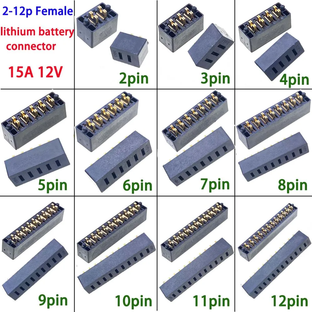 5pcs Blade Battery Connector 15A 12V High Current Female Header Socket Pitch 3.0mm 2-12 Pin for Laptop Medical Smart Electrical