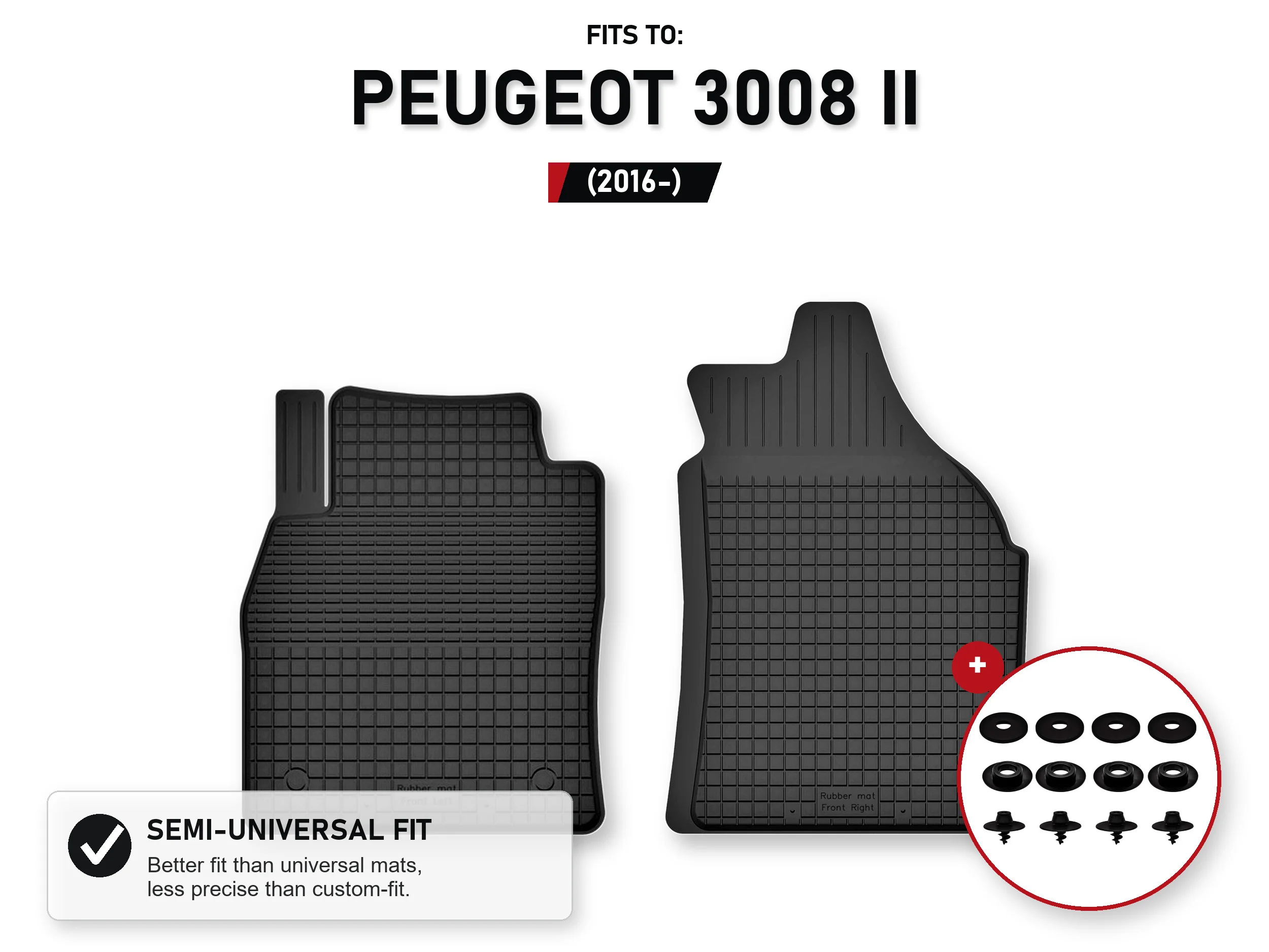 Voorste tapijten voor: Peugeot 3008 Ii 2016- Crossover met stoppers