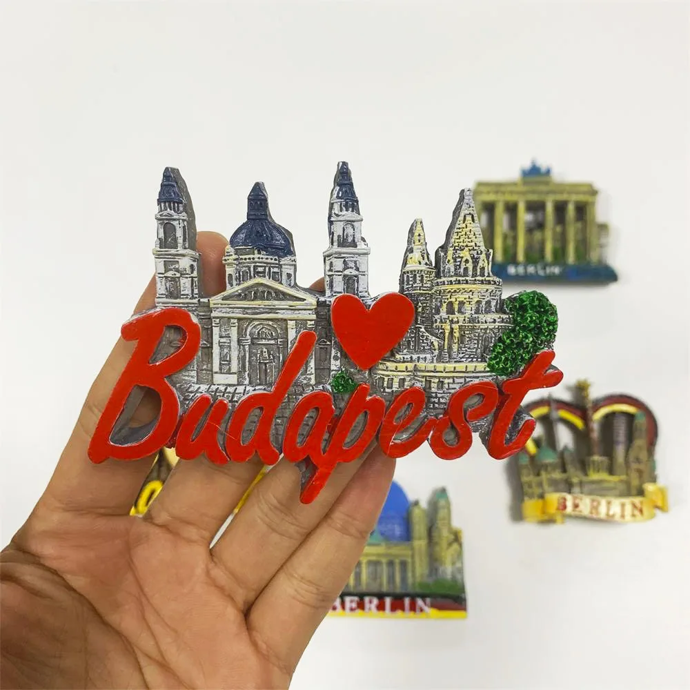Country Fridge Magnets Germany Berlin Budapest Tourist souvenir Fridge Magnet Sticker World Travel Collection Gift  Magnetic