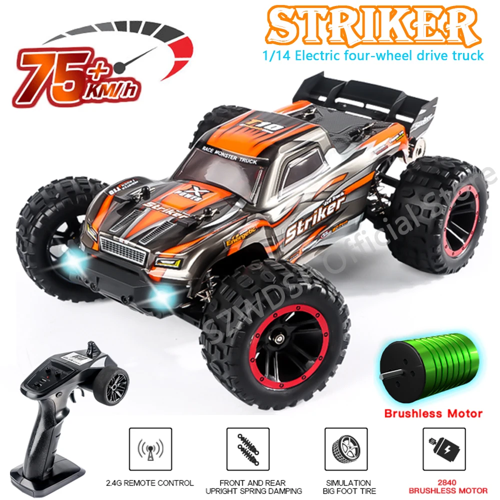 HBX 2105A T10 1:14 75KM/H RC Car 4WD Brushless Remote Control Cars High Speed Drift Monster Truck for Kids vs Wltoys 144001 Toys