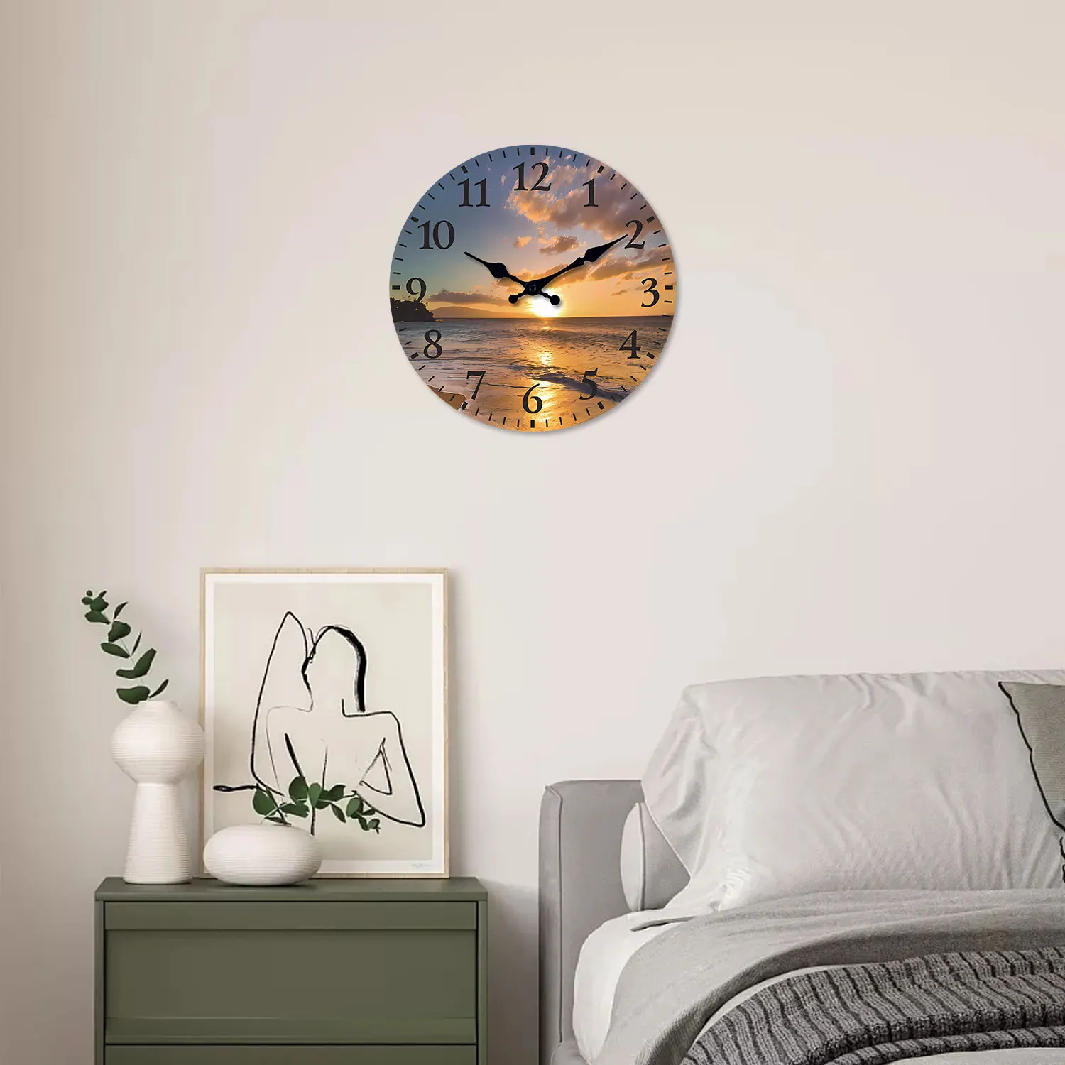 [10-14inch]1 Wooden Patterned Wall Clock, Silent Running Timer Clock, Suitable for Living Room, Bedroom, Kitchen, Hallway, Outdoor, Office Decoration | Suitable for Friends, Valentine's Day, Easter, Mother's Day Gifts.