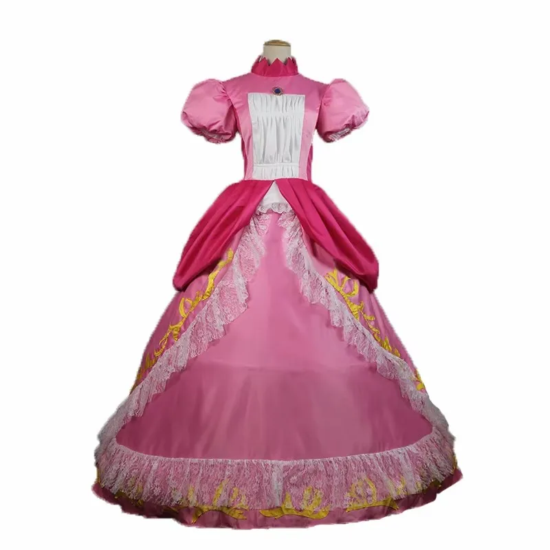 Prinses Daisy Peach Sister Dress Cosplay Kostuum geel en roze voor volwassen vrouwen Halloween kostuumjurk
