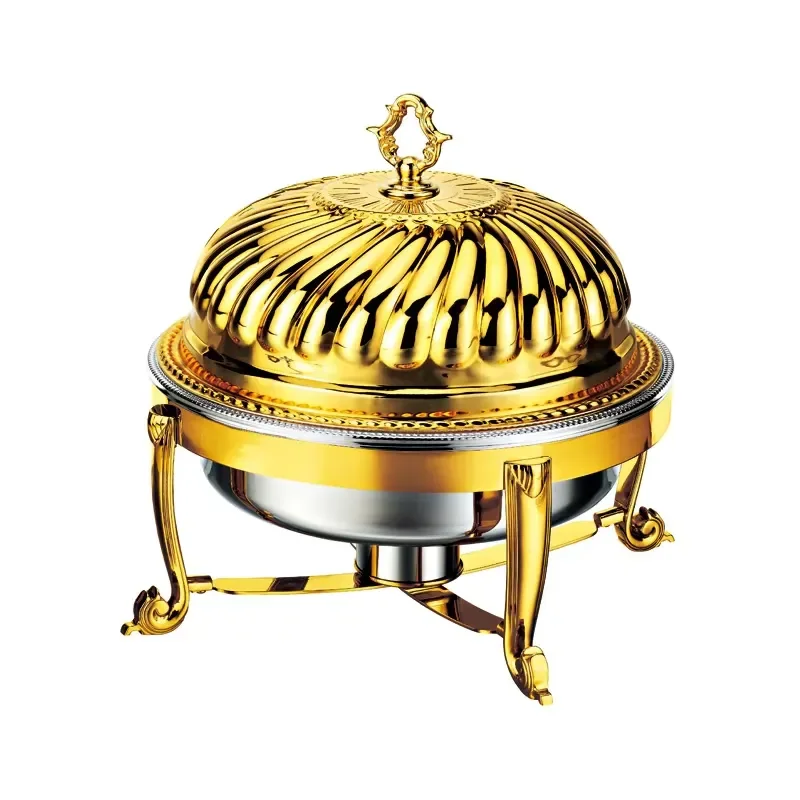 Classic Catering Buffet Service Gold Buffet Chafing Dishes Set Oval Platter with Cover Ceramic Chafing Dish