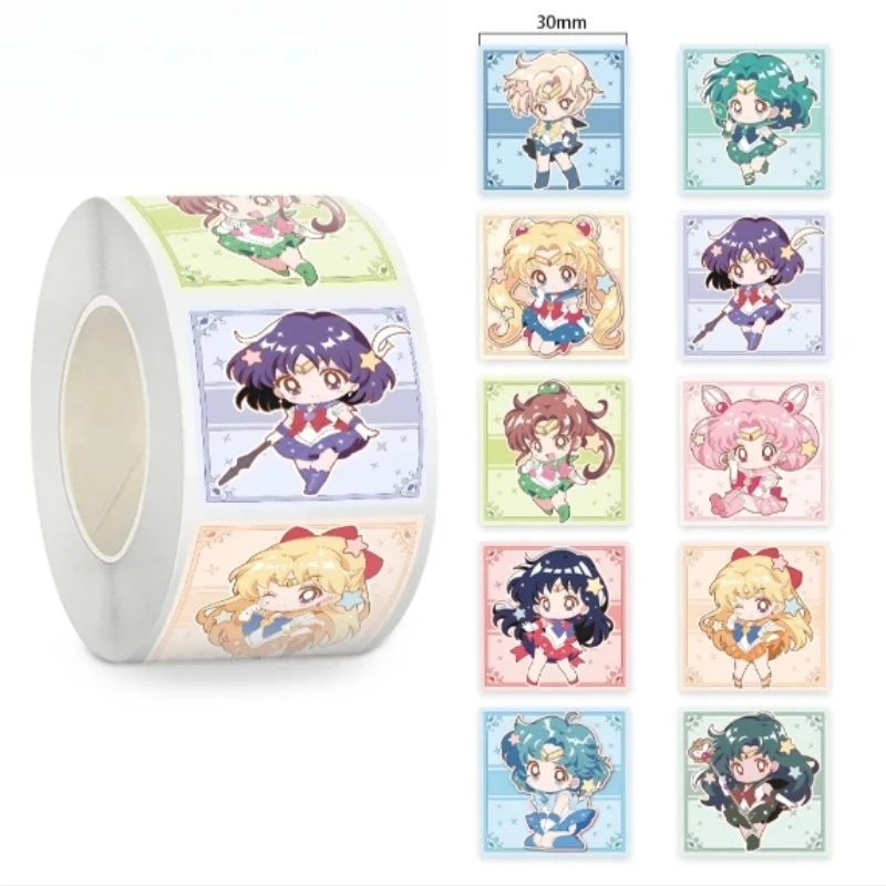 Pegatinas de rollo de Sailor Moon, pegatinas de dibujos animados, decoraciones ins, sellos lindos, pegatinas de manual, juguetes para niños, regalo de vacaciones