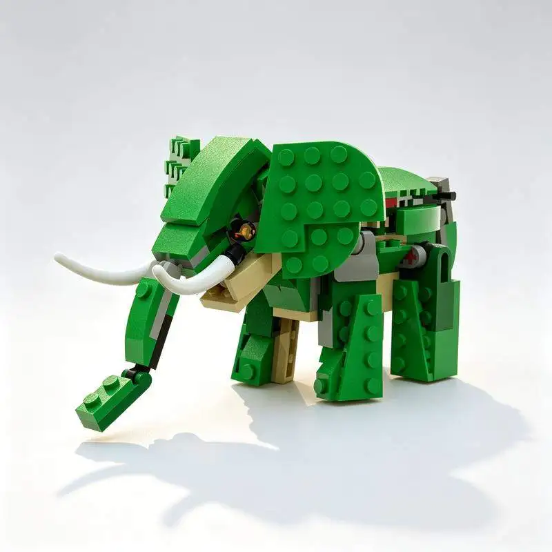 138PCS Green Wildlife Elephant MOC Building Blocks Animal Model Custom Puzzle DIY Educational Assembly Toy Gift for Boys Girls