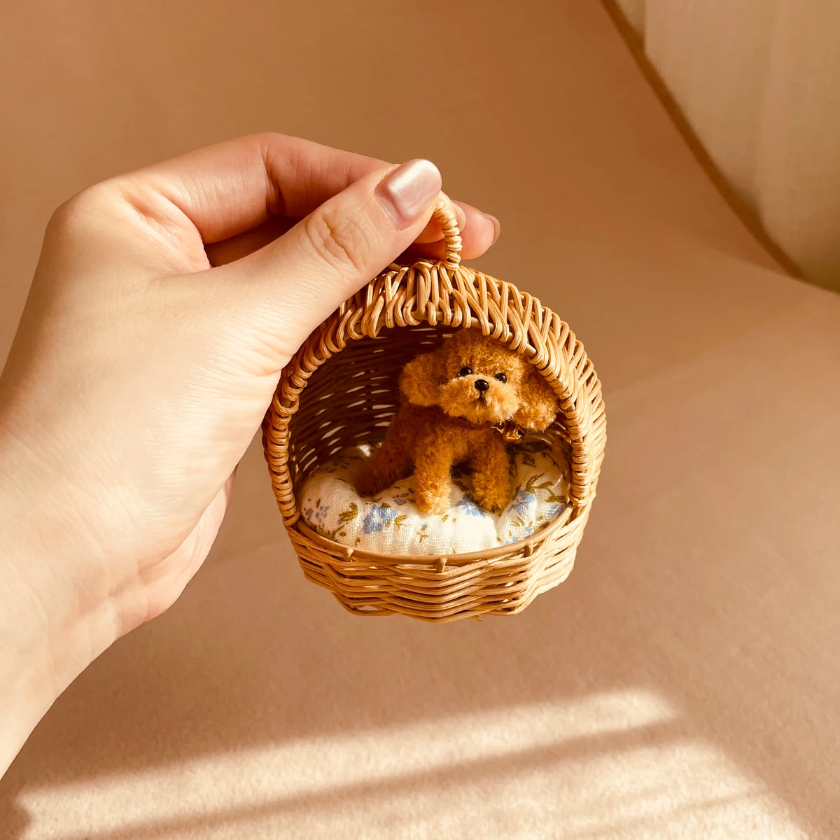 1:6--1:12 Miniature Furniture Rattan Dog Bed Handmade Small Dog Bjd Home Decor Ornaments