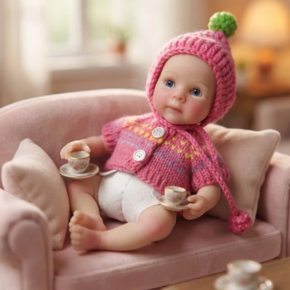 6 Inch Washable Mini Bettie Full Silicone Reborn Doll, Hand Painted Skin, Soft Touch, Extra Outfit, Bebe Reborn De Silicona