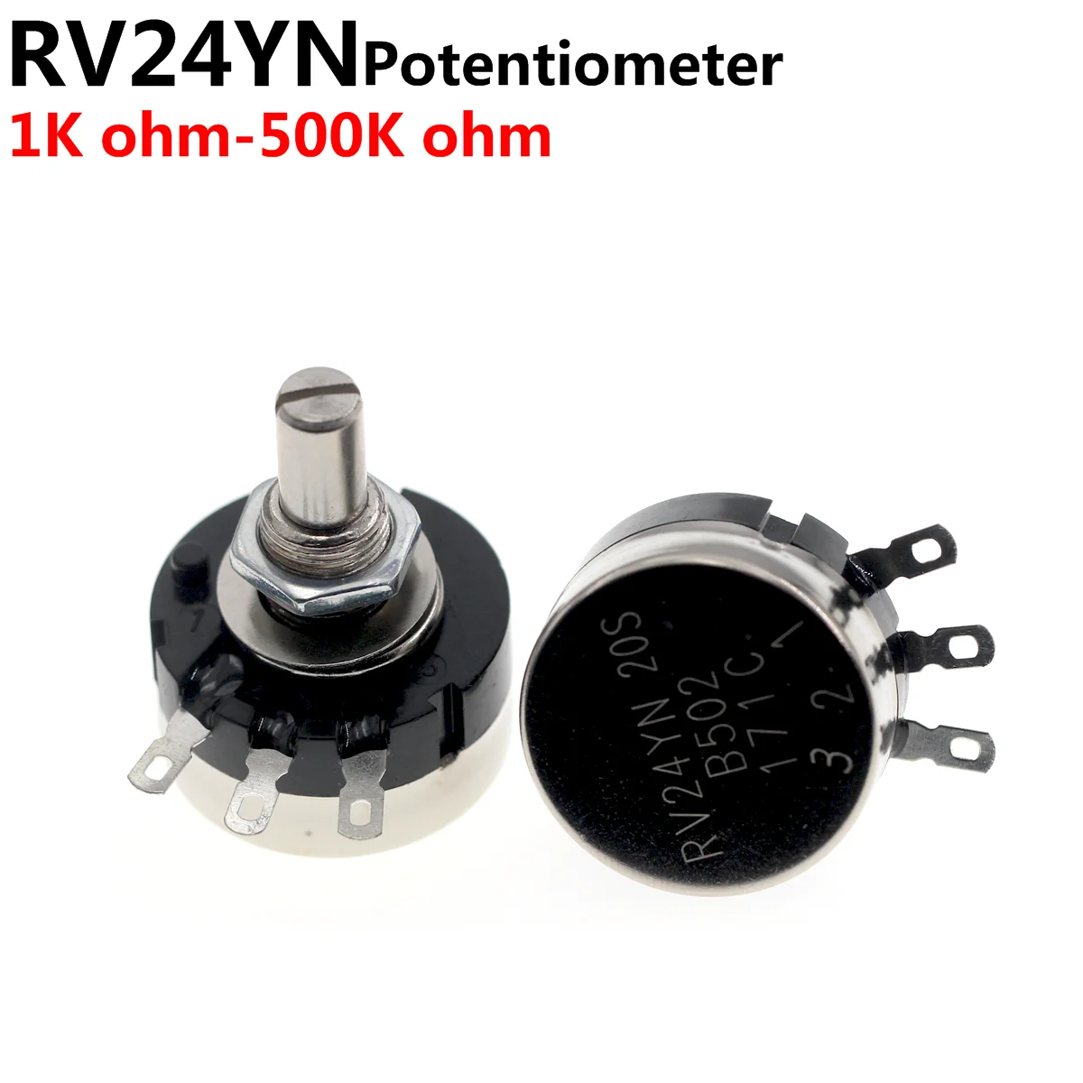 5PCS RV24 potencjometr RV24YN20S B102 B202 B502 B103 B203 B503 B104 B204 B254 B504 B105 500R 1K 2K 5K 10K 20K 50K 100K 250K 1M