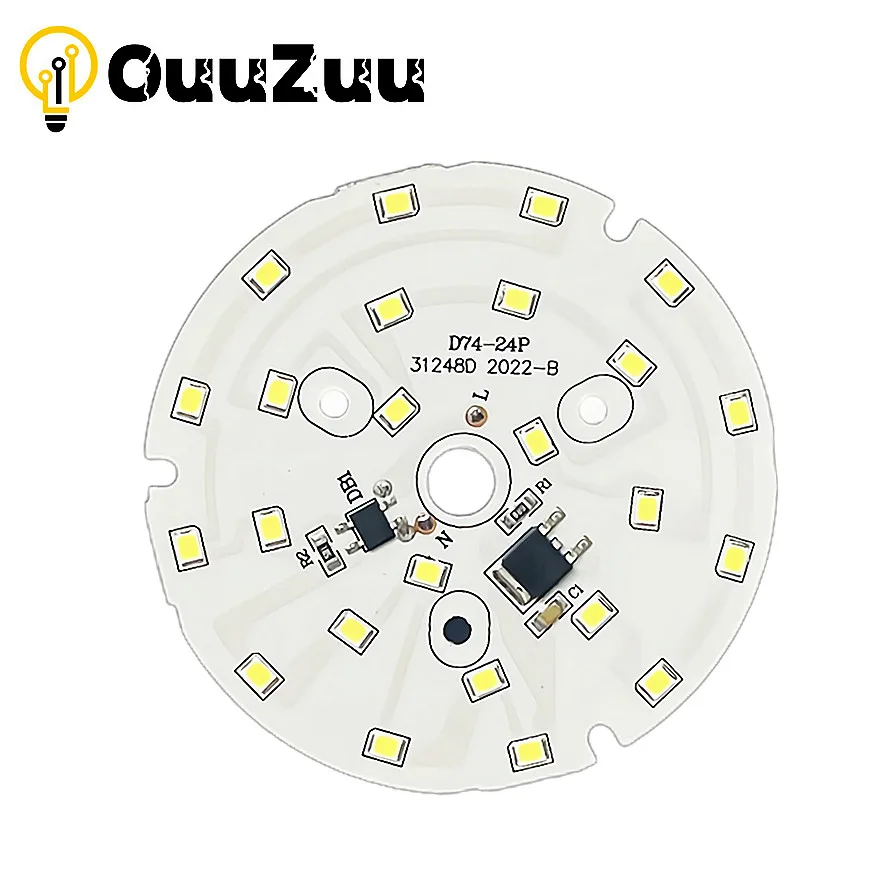 

OuuZuu LED Chip 3W 5W 7W 9W 12W 15W No Need Driver AC 220V-240V SMD 2835 Cold Warm White Round Lamp Beads for downlight