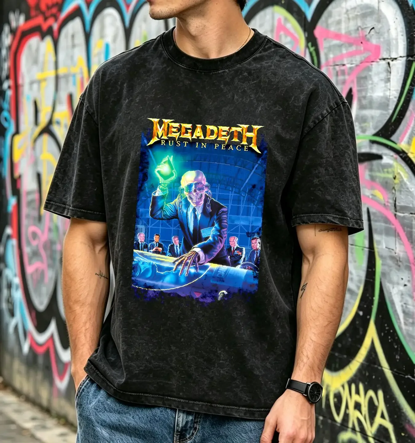 washed T Shirt Vintage MEGADEATH Rust In Peace 20th Anniversary Mens Size XL 2010 Anvil long or short sleeves vintage Washed